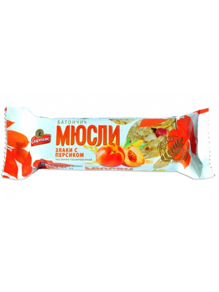 Батончик Мюсли Злаки/Персик глаз 35г*24 флоу-пак Спартак Батончик Мюсли Злаки/Персик глаз 35г*24 флоу-пак Спартак